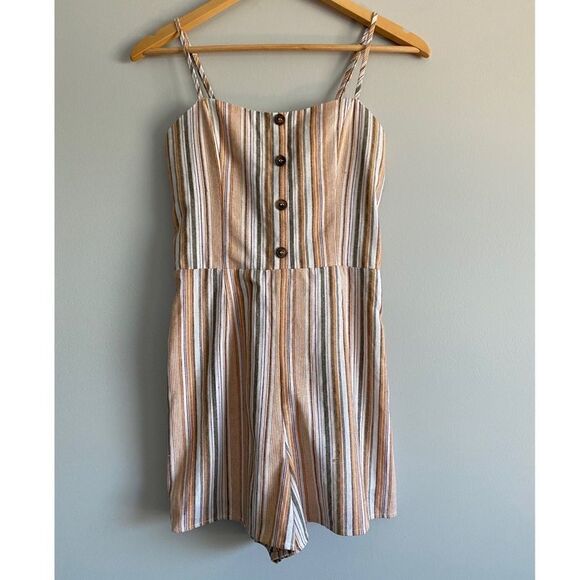 NWT Altar'd State Striped Apricot Back Tie Romper - Picture 3 of 11